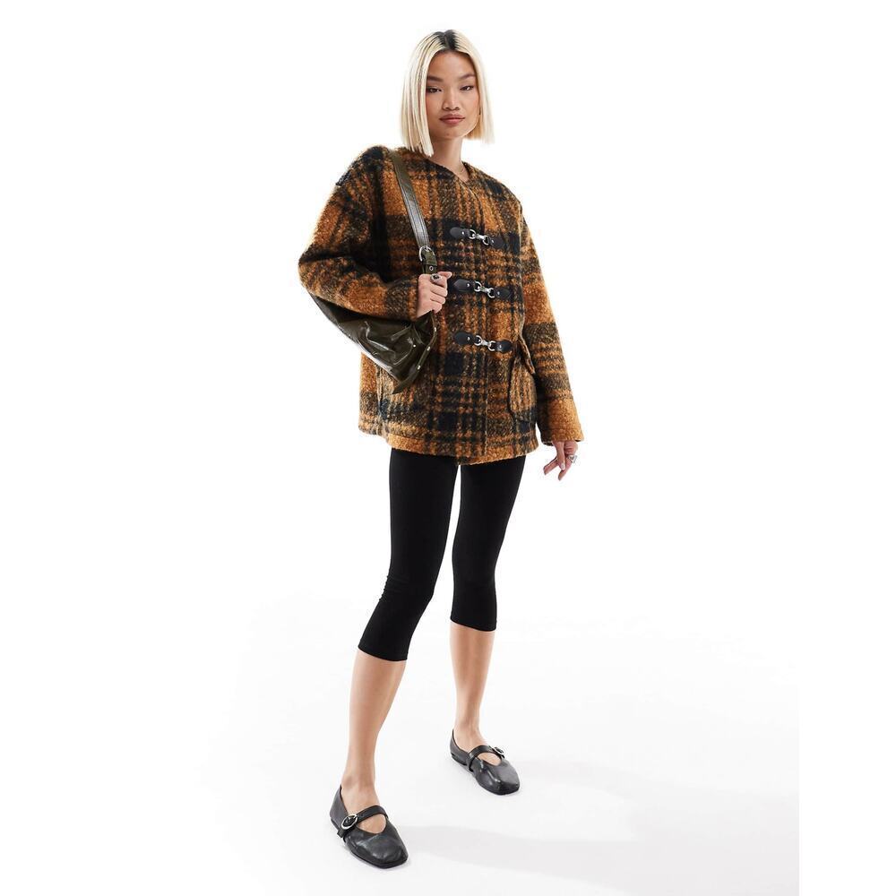 Native Youth Boucle Toggle Checked Jacket - Picture 7 of 8